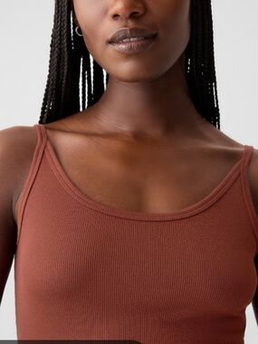 EUC GAP Women’s Mini Rib Tank Top Camisole in Smoked Paprika Brown Size Medium